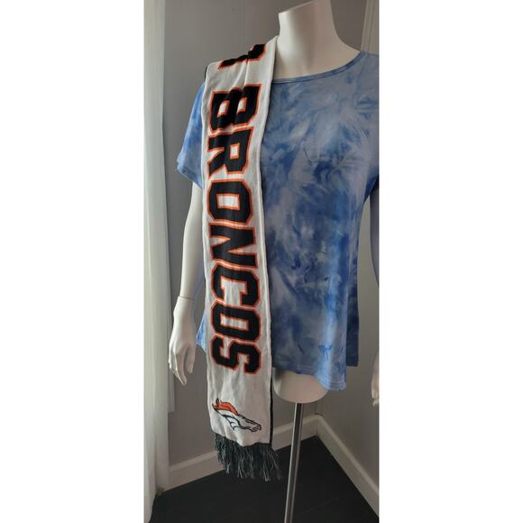 Denver Broncos Reversible Home/Away Games Fleece Scarf FOCO Logo Fringe - Picture 5 of 8